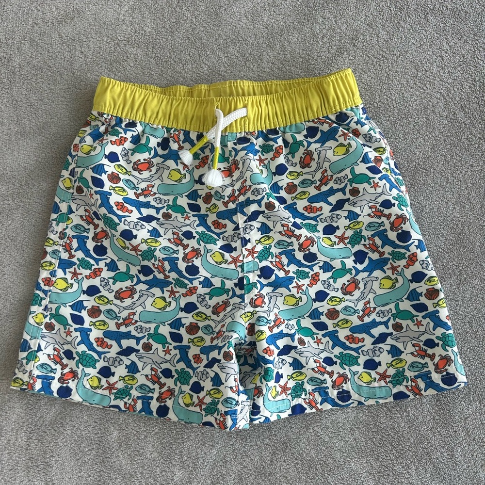 Mini Boden Yellow and Blue Printed Kids Shorts